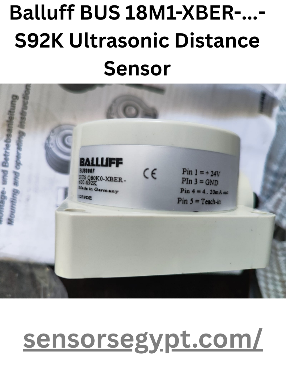 Balluff BUS 18M1-XBER-...-S92K Ultrasonic Distance Sensor