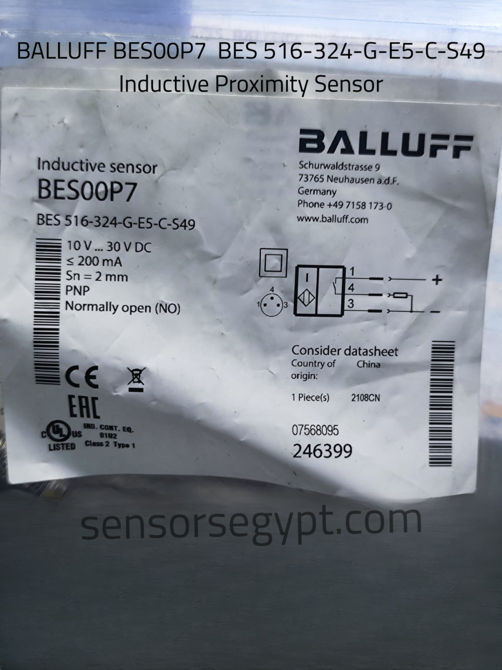 BALLUFF BES00P7  BES 516-324-G-E5-C-S49 Inductive Proximity Sensor