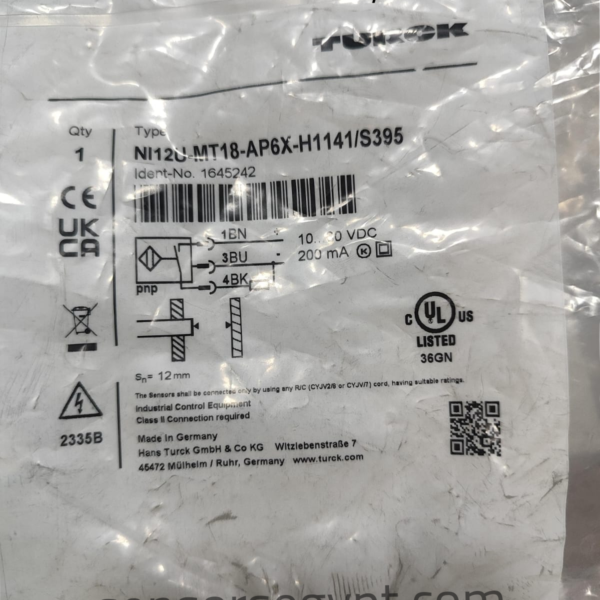TURCK NI12U-MT18-AP6X-H1141/S395 Inductive Proximity Sensor