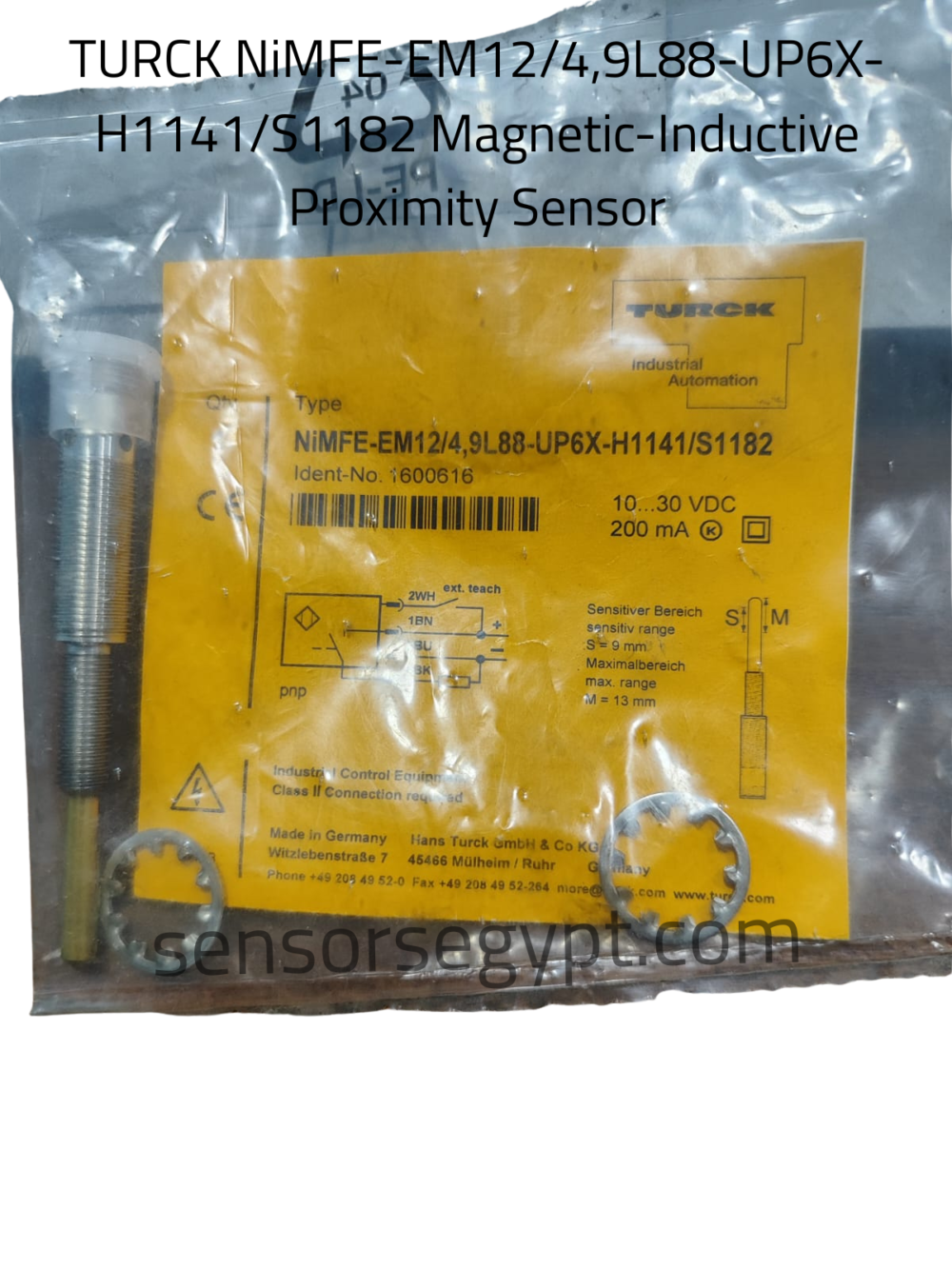 TURCK NiMFE-EM12/4,9L88-UP6X-H1141/S1182 Magnetic-Inductive Proximity Sensor