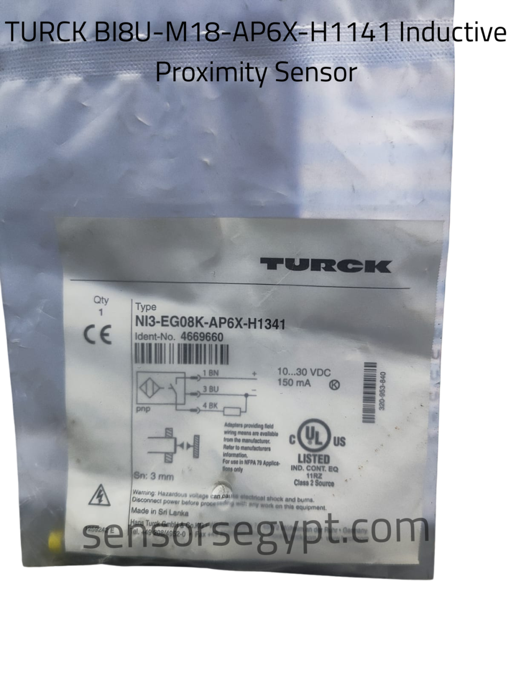 TURCK NI3-EG08K-AP6X-H1341Inductive Proximity Sensor