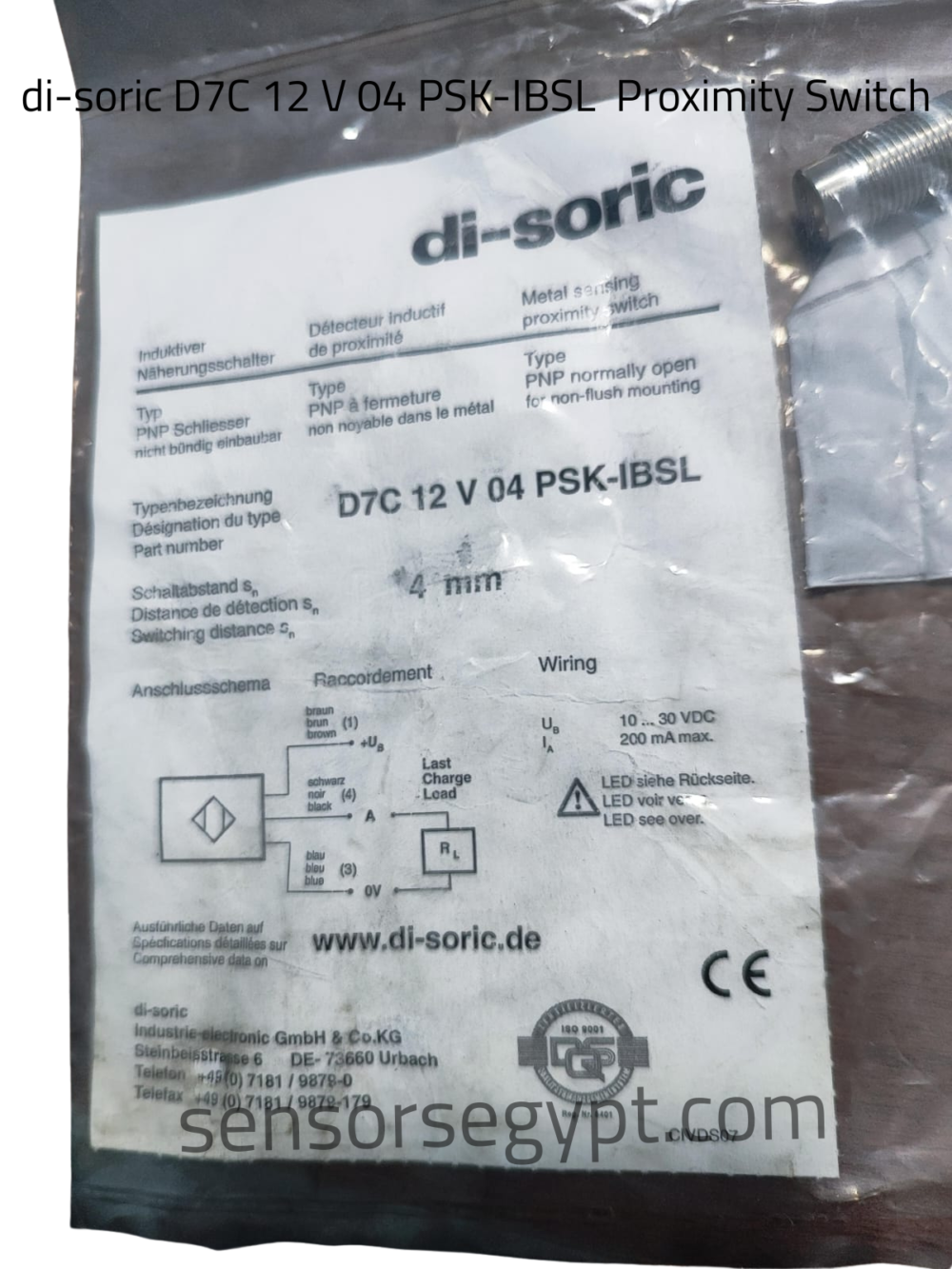 di-soric D7C 12 V 04 PSK-IBSL Proximity Switch
