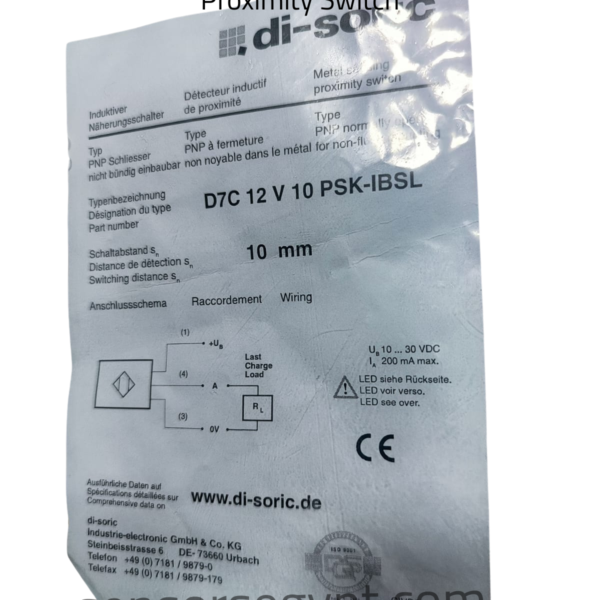 di-soric D7C 12 V 10 PSK-IBSL Metal Sensing Proximity Switch