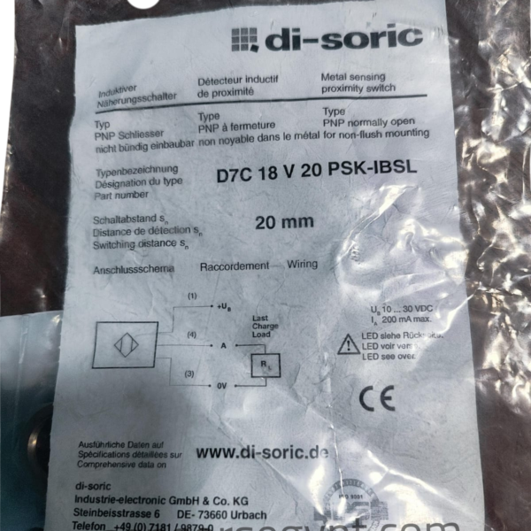 di-soric D7C 18 V 20 PSK-IBSL Proximity Switch