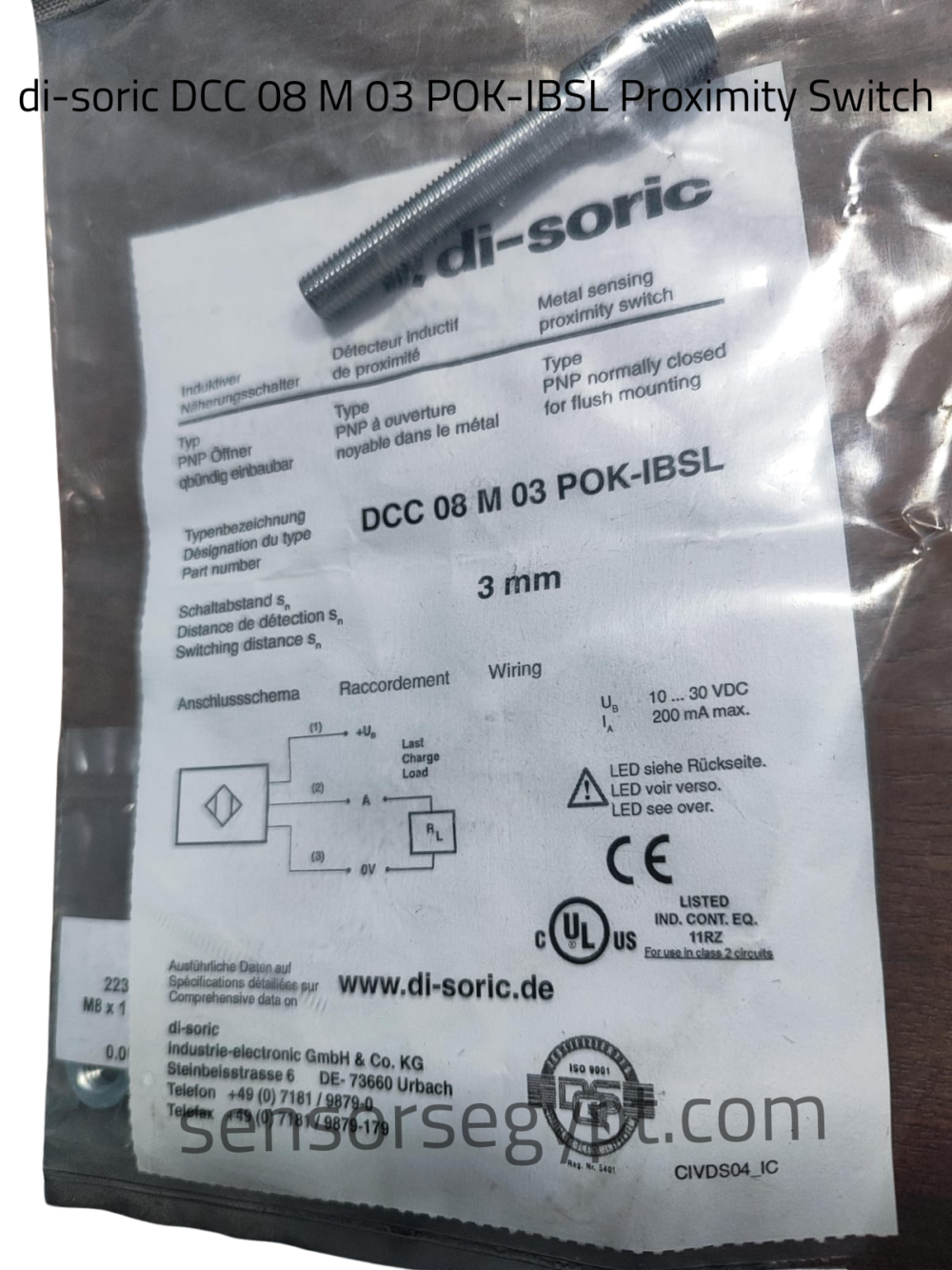 di-soric DCC 08 M 03 POK-IBSL Proximity Switch
