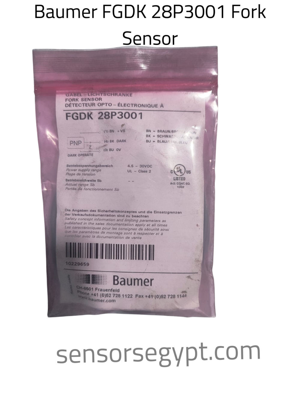 Baumer FGDK 28P3001 Fork Sensor