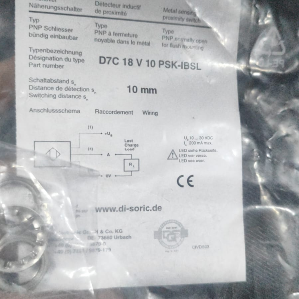 di-soric D7C 18 V 10 PSK-IBSL Inductive Proximity Switch
